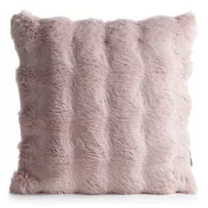 Poszewka na poduszkę 45x45 cm z futerka kolor pudrowy zdobiona efektem 3D LILY