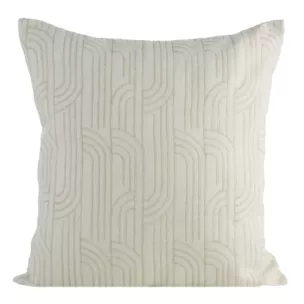 Poszewka na poduszkę 45x45 cm kremowa z złotym geometrycznym haftem MILA  - kolekcja AMAROSA