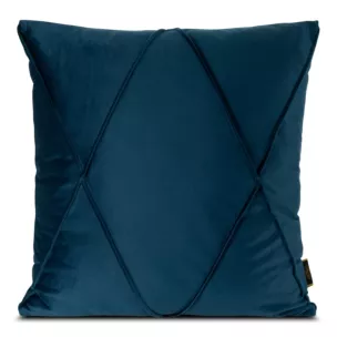 Poszewka na poduszkę 45x45 cm welwetowa granatowa z geometrycznym przeszywanym wzorem NALA 1 Eurofirany Premium