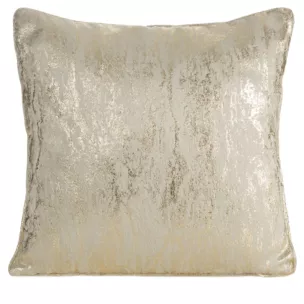Poszewka na poduszkę 45x45 cm beżowo, szara z przecieranym błyszczącym nadrukiem ELISE