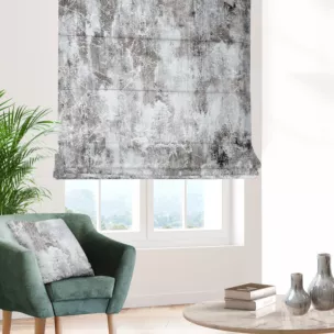 Roleta rzymska beżowo złota z welwetowej tkaniny z błyszczącym nadrukiem