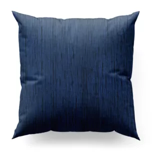 Poszewka szyta granatowa z tkaniny welwetowej w pionowe prążki, wykończona obciążnikiem