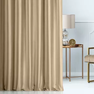 Zasłona szyta na taśmie 5 cm beżowa z miękkiej tkaniny welwetowej