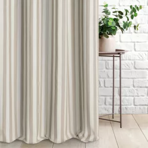 Zasłona szyta na taśmie 5 cm naturalno beżowa z tkaniny w pasy