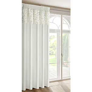 Zasłona kremowa z welwetu zdobiona aplikacją 3D róż 140x270 cm taśma - ROSSES Eva Minge