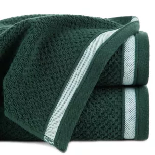 Ręcznik do rąk 30x50 cm bawełniany kolor ciemnozielony w pasy 500 g/m2 MADLEN