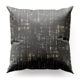 Poszewka szyta grafitowo złocista z miękkiej tkaniny o strukturze weluru z połyskliwym nadrukiem