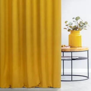 Zasłona szyta na taśmie 5 cm ADESSA żółta z miękkiej tkaniny o welurowej strukturze
