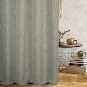 Zasłona szyta na taśmie 5 cm stalowa o naturalnym, luźnym splocie w stylu eko
