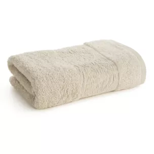 Ręcznik kąpielowy z bawełny 50x90 cm kolor beżowy z wytłaczanym roślinnym motywem ALBA