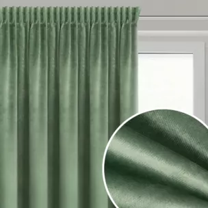 Zasłona welwetowa ciemnomiętowa 140x270 cm taśma - ROSA - Design 91