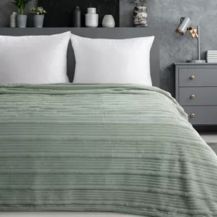 Koc 150x200 cm szałwiowy, typu flano z wzorem 3D NINA