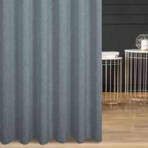 Zasłona szyta na taśmie 5 cm błękitna z tkaniny o strukturze siatki z efektem melanżu