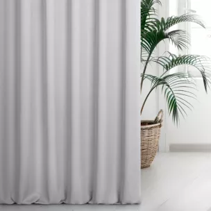 Zasłona szyta na taśmie 5 cm srebrna z miękkiej tkaniny o naturalnym splocie w stylu ekologicznym