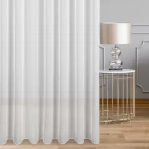 Firana szyta na taśmie 5 cm jasnokremowa z delikatnej, miękkiej w dotyku żorżety, wykończonej obciążnikiem