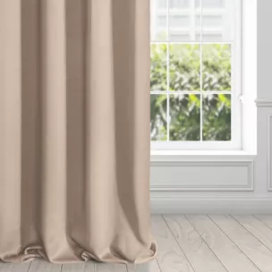 Zasłona beżowa zaciemniająca gładka półmatowa 135x250 cm przelotka LOGAN