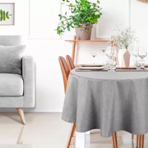 Okrągły obrus na stół średnica 150 cm srebrny wodoodporny - KATE