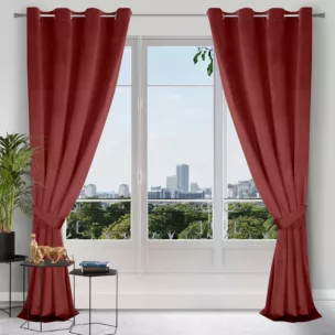 Zasłona bordowa z matowego welwetu z upinaczem 140x270 cm przelotka - CARMEN