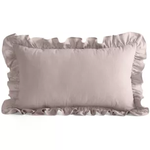 Poszewka na poduszkę 30x50 cm bawełniana z ozdobną falbanką pudrowa