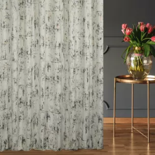 Zasłona szyta na taśmie 5 cm kremowo złocista z tkaniny welwetowej zdobionej połyskującym drukiem