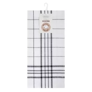 Ściereczka kuchenna 50x70 cm bawełniana kolor biały ,stalowy zdobiona kratką 200 g/m2 CHECK