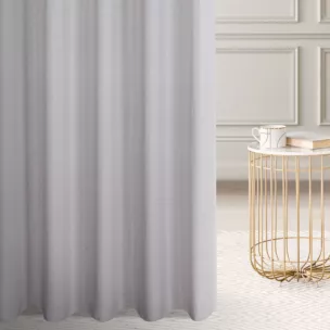 Firana szyta na taśmie 5 cm szara z półmatowej etaminy z efektem melanżu, wykończona obciążnikiem