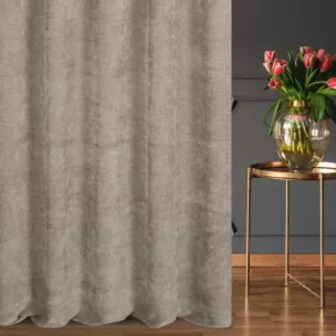 Zasłona szyta na taśmie fala beżowa z tkaniny szenilowej z efektem melanżu