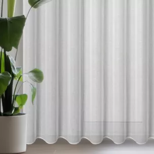 Firana biało, szampańska z gładkiej etaminy z efektem połysku 350x250 cm przelotka LENA