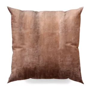 Poszewka szyta ciemnobeżowo miedziana z welwetowej, miękkiej tkaniny, z połyskującym nadrukiem