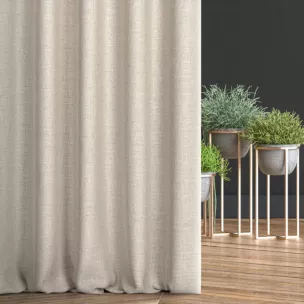 Zasłona szyta na taśmie 5 cm jasnobeżowa z tkaniny szenilowej o wyraźnym splocie