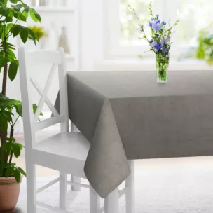 Obrus szyty szary z miękkiej w dotyku tkaniny szenilowej