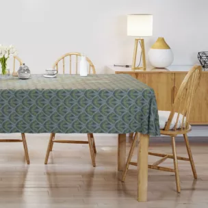 Obrus szyty czarno turkusowy z miękkiej, lekko połyskującej tkaniny