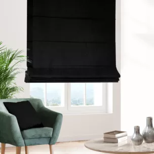 Roleta rzymska czarna z tkaniny w stylu ekologicznym