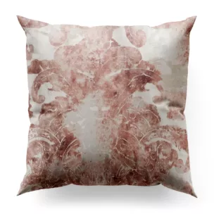 Poszewka szyta kremowo pudrowa z miękkiej, welwetowej tkaniny w duży wzór ornamentowy Italissima Eva Minge