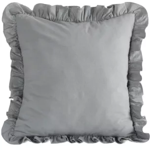 Poszewka na poduszkę 45x45 cm bawełniana z ozdobną falbanką stalowa