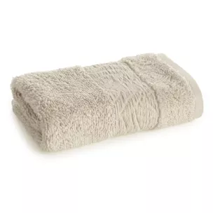 Ręcznik do rąk z bawełny 30x50 cm kolor beżowy z wytłaczanym roślinnym motywem ALBA