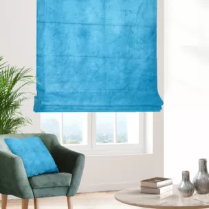 Roleta rzymska WALDO turkusowa ze szlachetnej grubej tkaniny welwetowej o gramaturze 400g/m2