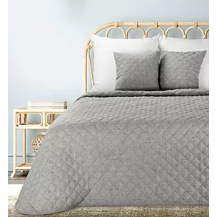 Narzuta o strukturze lnu stalowa 170x210 cm pikowana metodą hot press LEN 1 Eurofirany Premium