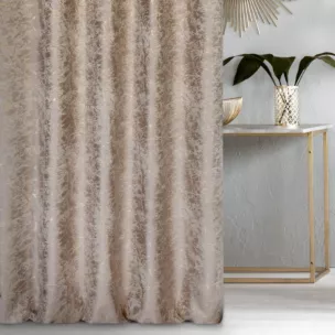 Zasłona szyta na taśmie 5 cm kremowo złota z tkaniny w elegancki nieregularny wzór z błyszczącą nicią i efektem 3D Italissima Eva Minge