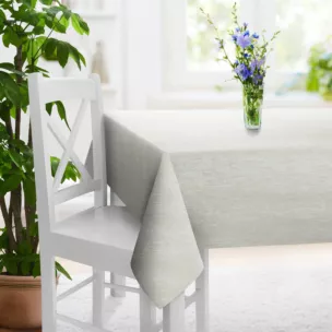 Obrus szyty kremowo złocisty z miękkiej, szenilowej tkaniny w prążki Italissima Eva Minge