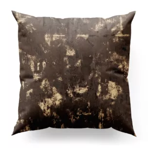 Poszewka szyta brązowo złocista z tkaniny welwetowej zdobionej połyskującym drukiem