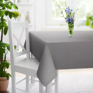 Obrus szyty szary z tkaniny typu Blackout zaciemniającej w 100%