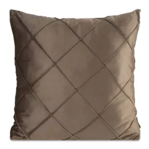 Poszewka na poduszkę 45x45 cm welwetowa jasnobrązowa z geometrycznym przeszywanym wzorem NALA Eurofirany Premium