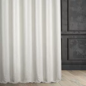 Zasłona szyta na taśmie 5 cm kremowo srebrna z miękkiej tkaniny szenilowej przetykanej błyszczącą nicią Italissima Eva Minge