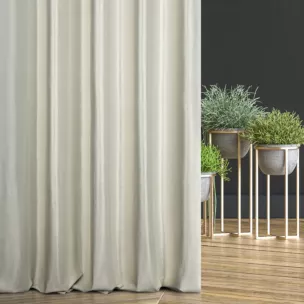 Zasłona szyta na taśmie 5 cm kremowo złota z miękkiej tkaniny welwetowej z drobnym błyszczącym nadrukiem