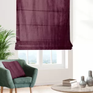 Roleta rzymska SAFARI fioletowa z miękkiej welwetowej tkaniny z połyskiem