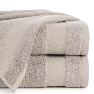 Ręcznik kąpielowy 50x90 cm bawełniany kolor beżowy z ozdobną bordiurą 500 g/m2 NESSY