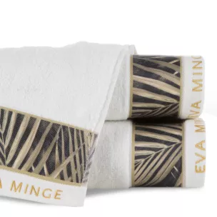 Ręcznik do rąk 30x50 cm bawełniany kolor biały,beżowy z designerską bordiurą 500 g/m2 Eva Minge