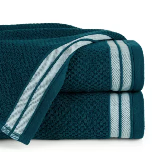 Ręcznik kąpielowy 50x90 cm bawełniany kolor ciemnoturkusowy w pasy 500 g/m2 MADLEN