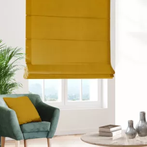Roleta rzymska ADESSA żółta z miękkiej tkaniny o welurowej strukturze